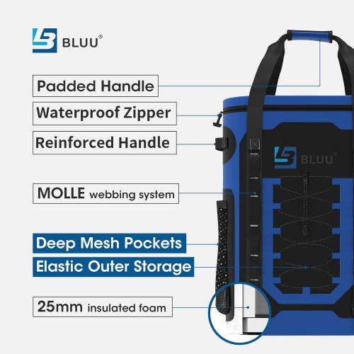  BLUU 20/25/35 Quart Cooler Backpack, Leakproof Insulated Cooler Bag with HydroLock Zipper