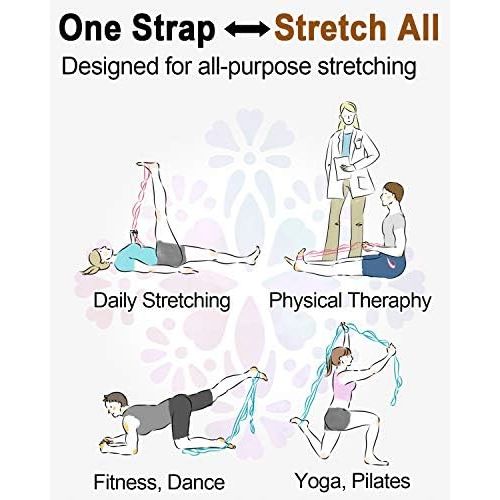  [아마존베스트]Tumaz Gymnastics Strap with 10 Loops and Non-Elastic Band - Perfect Home Workout Stretching Strap for PT (Physiotherapy), Yoga, Pilates, Dance - [Extra Thick, Durable, Soft - Comes