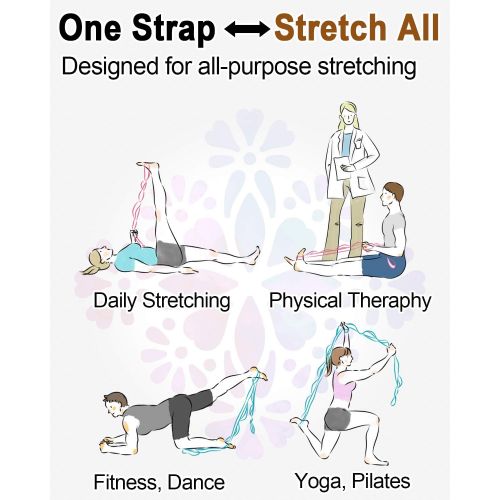  [아마존베스트]Tumaz Gymnastics Strap with 10 Loops and Non-Elastic Band - Perfect Home Workout Stretching Strap for PT (Physiotherapy), Yoga, Pilates, Dance - [Extra Thick, Durable, Soft - Comes