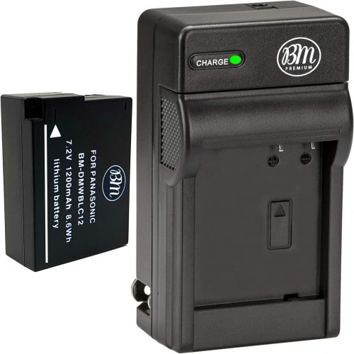  BM Premium High Capacity DMW-BLC12 Battery and Battery Charger for Panasonic Lumix DC-FZ1000 II DC-G95 DMC-G85 DMC-GH2 DMC-G5 DMC-G6K DMC-G7 DMC-GX8 DMC-FZ200 DMC-FZ300 DMC-FZ1000