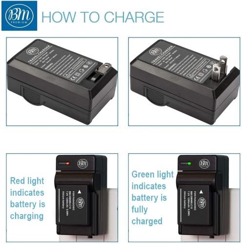  BM Premium High Capacity DMW-BLC12 Battery and Battery Charger for Panasonic Lumix DC-FZ1000 II DC-G95 DMC-G85 DMC-GH2 DMC-G5 DMC-G6K DMC-G7 DMC-GX8 DMC-FZ200 DMC-FZ300 DMC-FZ1000