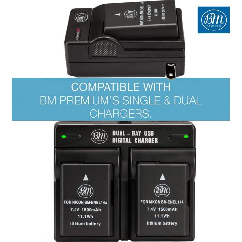  BM Premium EN-EL14A Battery for Nikon D3100, D3200, D3300, D3400, D3500, D5100, D5200, D5300, D5500, D5600, DF, Coolpix P7000, P7100, P7700 Digital SLR Cameras