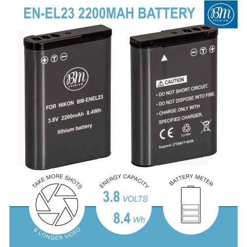  BM Premium EN-EL23 Battery for Nikon Coolpix B700, P900, P600, P610, S810c Digital Camera