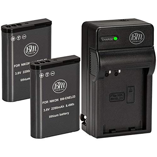  BM Premium 2 Pack of EN-EL23 Batteries and Battery Charger for Nikon Coolpix B700, P900, P600, P610, S810c Digital Camera