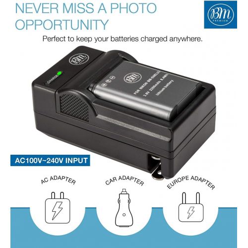  BM Premium 2 Pack of EN-EL23 Batteries and Battery Charger for Nikon Coolpix B700, P900, P600, P610, S810c Digital Camera