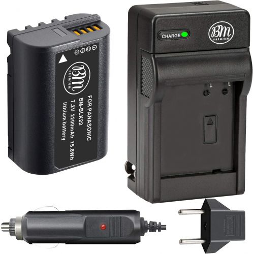  BM Premium DMW-BLK22 Battery Replacement and Battery Charger for Panasonic Lumix DC-S5, GH5 II Digital Cameras