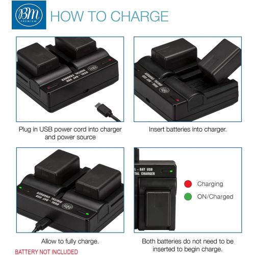  BM Premium VW-VBK180, VW-VBK360, VBT190, VBT380 USB Dual Battery Charger for Panasonic Camcorders