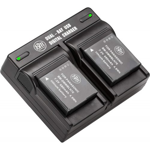  BM Premium 2-Pack of DMW-BLH7 Batteries and Dual Battery Charger for Panasonic Lumix DC-GX850, DMC-LX10, DMC-LX15, DMC-GM1, DMC-GM1K, DMC-GM1KA, DMC-GM1KS, DMC-GM5, DMC-GM5KK Digit