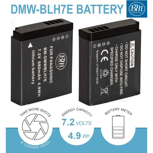  BM Premium 2-Pack of DMW-BLH7 Batteries and Dual Battery Charger for Panasonic Lumix DC-GX850, DMC-LX10, DMC-LX15, DMC-GM1, DMC-GM1K, DMC-GM1KA, DMC-GM1KS, DMC-GM5, DMC-GM5KK Digit
