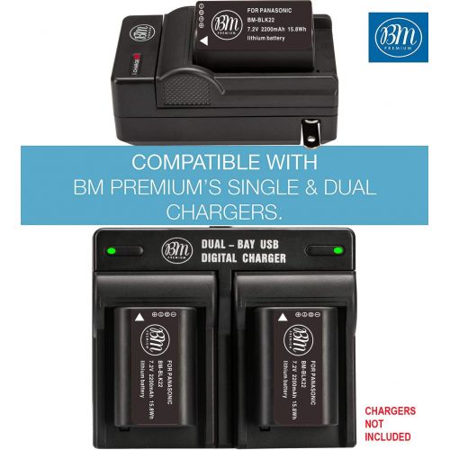  BM Premium 2 Pack of DMW-BLK22 Replacement Batteries for Panasonic Lumix DC-S5, GH5 II Digital Cameras