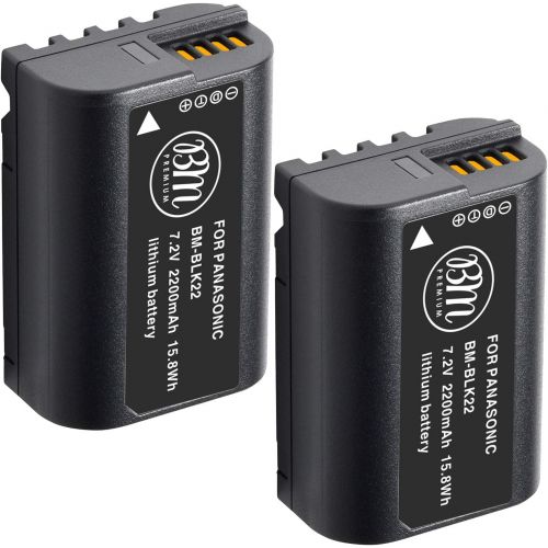  BM Premium 2 Pack of DMW-BLK22 Replacement Batteries for Panasonic Lumix DC-S5, GH5 II Digital Cameras