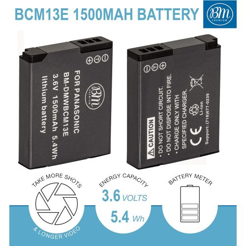  BM Premium 2 Pack of DMW-BCM13E Batteries for Panasonic Lumix DC-TS7, DMC-FT5A, LZ40, TS5, TS6, TZ37, TZ40, TZ41, TZ55, TZ60, DMC-ZS27, DMC-ZS30, DMC-ZS35, DMC-ZS40, DMC-ZS45, DMC-