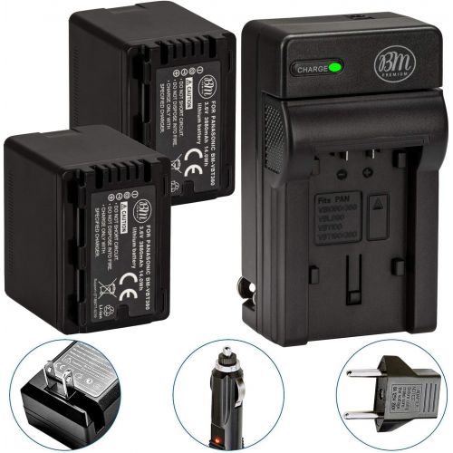  BM Premium 2 VW-VBT380 Batteries and Charger for Panasonic HC-V800K, HC-VX1K, HC-WXF1K, HCV510, HCV520, HC-V550, HCV710, HC-V720, HC-V750, HC-V770, HC-VX870, HC-VX981, HCW580, HC-W