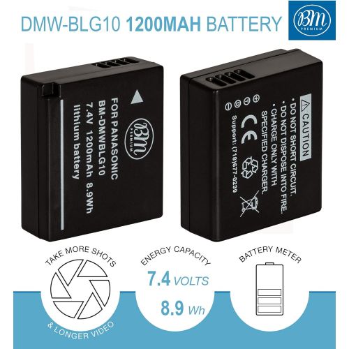  BM Premium 2-Pack of DMW-BLG10 Batteries for Panasonic Lumix DC-G100, DC-ZS80, DC-GX9, DC-LX100 II, DC-ZS200, DC-ZS70, DMC-GX80, DMC-GX85, DMC-ZS60, DMC-ZS100, DMC-GF6, DMC-GX7K, D