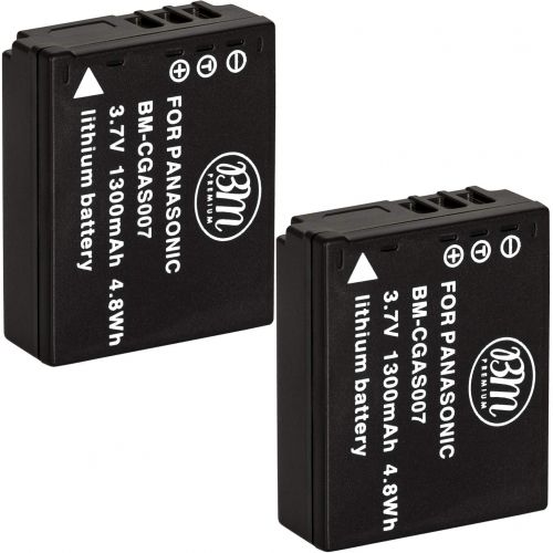  BM Premium 2-Pack of CGA-S007 Batteries for Panasonic DMC-TZ1, DMC-TZ2, DMC-TZ3, DMC-TZ4, DMC-TZ5, DMC-TZ11, DMC-TZ15, DMC-TZ50 Digital Camera