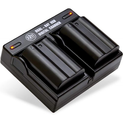  BM Premium 2 Pack of EN-EL15C High Capacity Batteries and Dual Bay Battery Charger for Nikon Z5, Z6, Z6 II, Z7, Z7II D780, D850, D7500, D500, D600, D610, D750, D800, D800E, D810, D