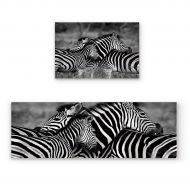 BMALL Kitchen Rug Mat Set of 2 Piece Wildlife Animal Zebras Safari Wild Nature Picture Print Inside Outside Entrance Rugs Runner Rug Home Decor 23.6x35.4in+23.6x70.9in
