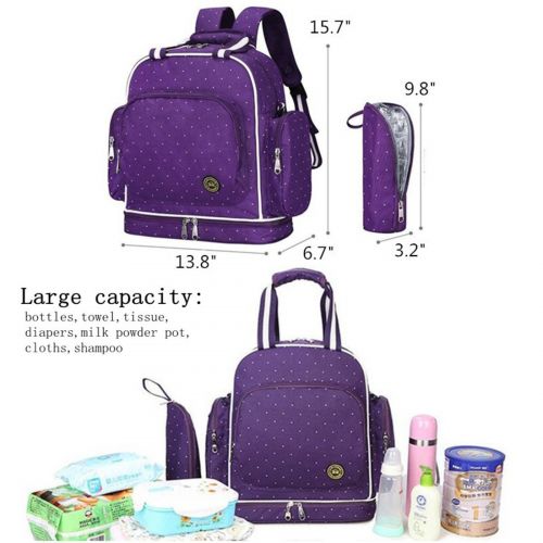  BMBag Large Roomy Oxford Diaper Bag fit Stroller Nappy Travel Daypack Mom & Dad Bag Backpack Cross Body...