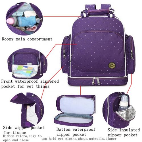  BMBag Large Roomy Oxford Diaper Bag fit Stroller Nappy Travel Daypack Mom & Dad Bag Backpack Cross Body...