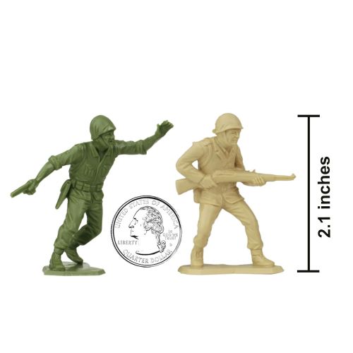  BMC Toys BMC Marx Plastic Army Men US Soldiers - Green vs Tan 38pc WW2 Figures - Made in USA