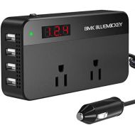 BMK BLUEMICKEY BMK 200W Car Power Inverter DC 12V to 110V AC Car Inverter 4 USB Ports Charger Adapter Car Plug Converter with Switch and Current LCD Screen