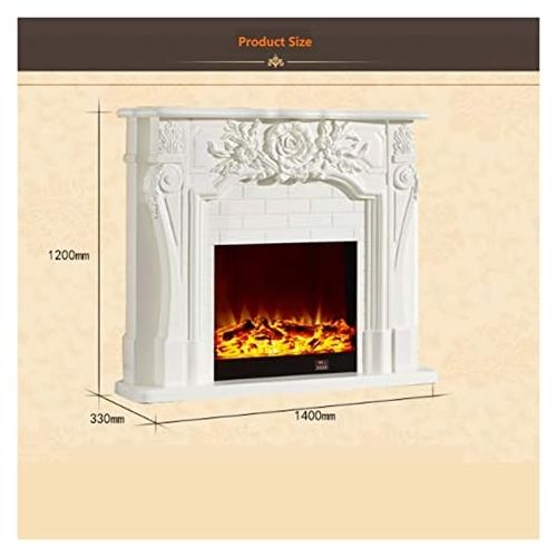  BMNN Electric Stove Heater Electric Fireplace TV Cabinet, Electric Heating Fireplace Carved Solid Wood Simulation Fire Decorative Fireplace Cabinet，750W 1500W (Color : Brown)