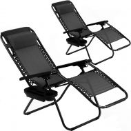 BMS Set of 2 Zero Gravity Chairs Patio Reclining Folding Chairs w/Pillow Cup Holder BestMassage
