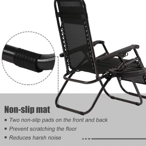  BMS Set of 2 Zero Gravity Chairs Patio Reclining Folding Chairs w/Pillow Cup Holder BestMassage