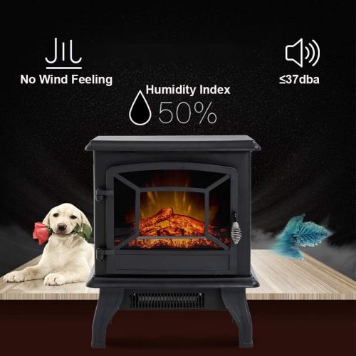  BMS 20 Electric Fireplace Heater Portable Indoor Electric Stove Heater with Freestanding 3D Flame Effect 1400W CSA Approved Safety for Home,Office,Bedroom,Living Room,Basement, Bla