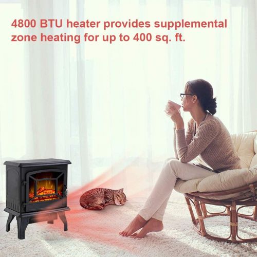  BMS 20 Electric Fireplace Heater Portable Indoor Electric Stove Heater with Freestanding 3D Flame Effect 1400W CSA Approved Safety for Home,Office,Bedroom,Living Room,Basement, Bla