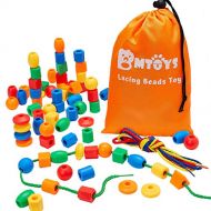 [아마존베스트]BMTOYS Lacing Beads for Preschool Kids - 70 Stringing Threading Beads Occupational Therapy Toys for Kids 3 4 5 6 7 8 Year Old Fine Motor Skills Developmental Activities