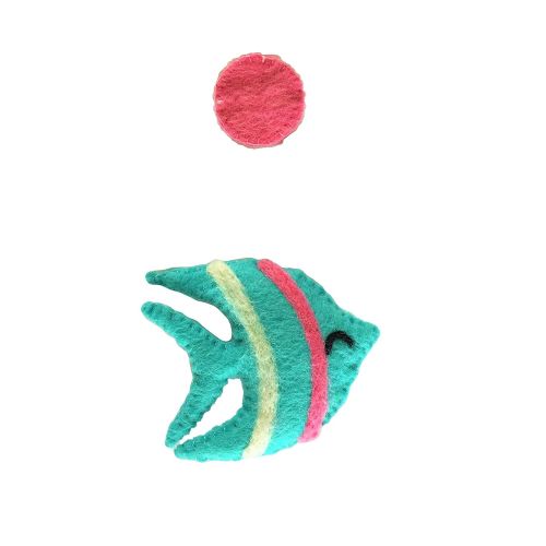  BNB Crafts Sea Ocean Fish Theme - Hanging Baby Nursery Decor Crib Mobile - Handmade !00% Natural Felted Wool (Fuchsia Pink)