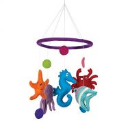 BNB Crafts Sea Ocean Fish Theme - Hanging Baby Nursery Decor Crib Mobile - Handmade 100% Natural Felted Wool (Purple)