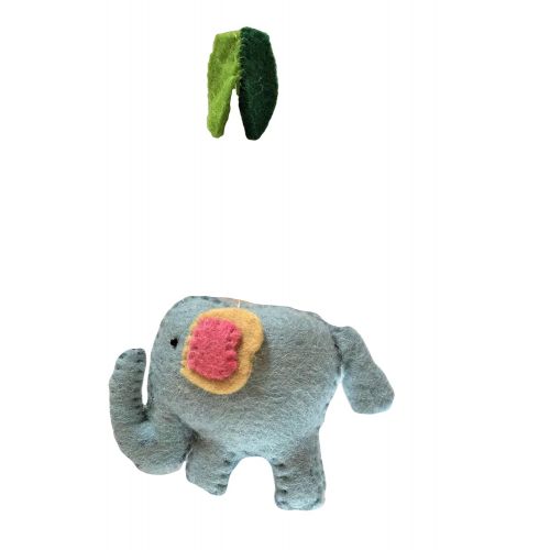  BNB Crafts Multi-Colored Elephants Theme - Hanging Baby Nursery Decor Crib Mobile - Handmade 100% Natural Felted Wool (Orange)