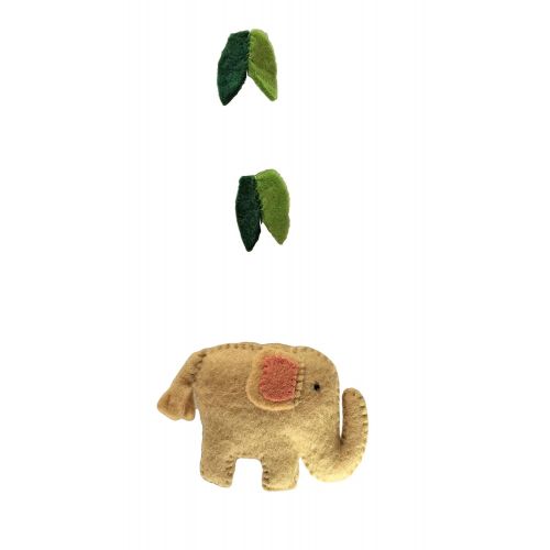  BNB Crafts Multi-Colored Elephants Theme - Hanging Baby Nursery Decor Crib Mobile - Handmade 100% Natural Felted Wool (Orange)