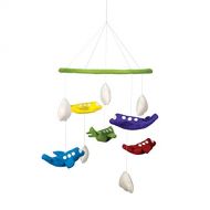 BNB Crafts Multi-Colored Airplanes Planes & Clouds Theme - Hanging Baby Nursery Decor Crib Mobile - Handmade 100% Natural Felted Wool (Green)