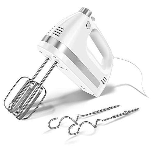  BNEHHOV Hand Mixer Electric 400 W Power Stainless Steel Mixing Device for Kitchen 5 Speeds 2 Whisks and 2 Dough Hooks for Easy Beating of Dough, Egg, Cream