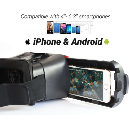  [아마존 핫딜] [아마존핫딜]BNEXT VR Headset for iPhone & Android Phone - Universal Virtual Reality Goggles - Play Your Best Mobile Games 360 Movies with Soft & Comfortable New 3D VR Glasses | + Adjustable Eye Prot