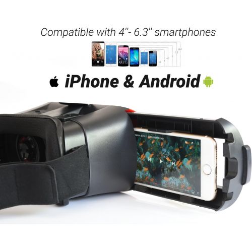  [아마존베스트]BNEXT VR Headset for iPhone & Android Phone - Universal Virtual Reality Goggles Ver2.0 - Play Your Best Mobile Games 360 Movies With Soft & Comfortable New 3D VR Glasses | + Adjustable E