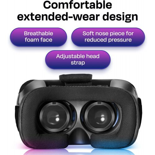  [아마존베스트]BNEXT VR Headset Compatible with iPhone & Android - Universal Virtual Reality Goggles for Kids & Adults - Your Best Mobile Games 360 Movies w/ Soft & Comfortable New 3D VR Glasses (Red)