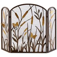 BNFD Iron Fire Panel, Spark Flame Barrier Screen Retro Wrought Iron Casting Fireplace Screen Flower Pattern Fireplace Guard for Wood and Coal Firing Stoves Grills
