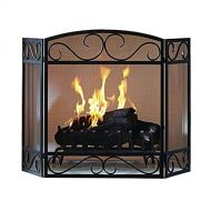 BNFD Elegant Fireplace Screens Black Mesh for Wood Burning Stove, Living Room Decor Fire Guard Fire Screen Protector 3 Panel, 124×80cm