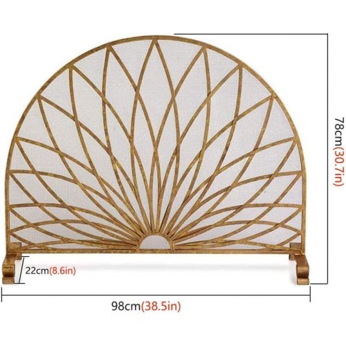  BNFD Modern Gold Baby Safe Fireplace Fence, Heavy Duty Metal Spark Guard Fireplace Screen, for Wood and Coal Firing Stoves