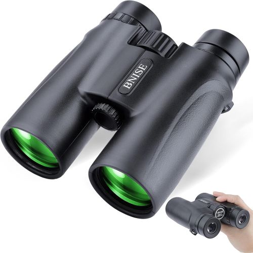  BNISE Binoculars for Adults, 10x42 HD Asika Military Telescope for Hunting and Travel - Compact Folding Size - High Clear Large Vision - Black Color