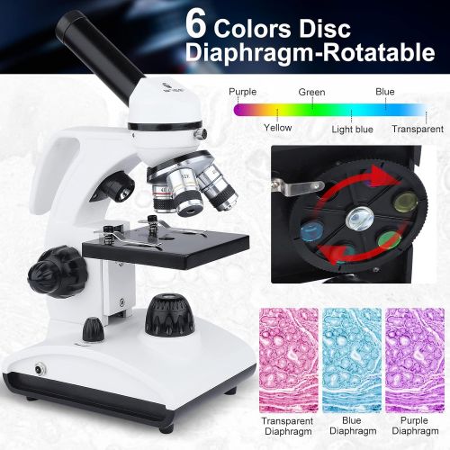  [아마존베스트]BNISE 100x-2000x Biological Microscopes, for Kids Students Adults, Microscope with Microscope Slides Set, Phone Adapter, Powerful Biological Microscopes for School Laboratory Home