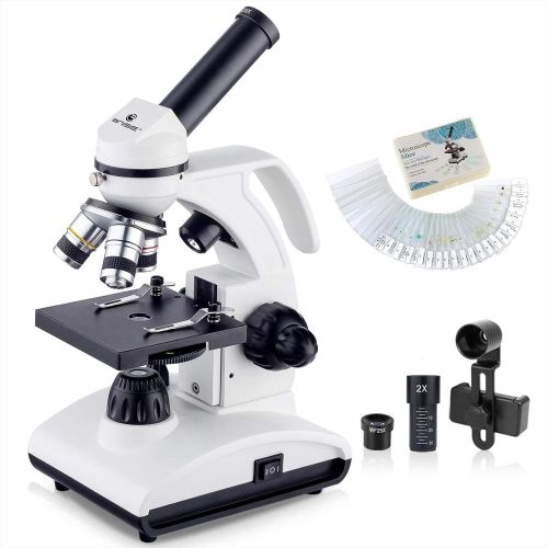  [아마존베스트]BNISE 100x-2000x Biological Microscopes, for Kids Students Adults, Microscope with Microscope Slides Set, Phone Adapter, Powerful Biological Microscopes for School Laboratory Home