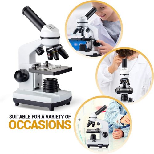  [아마존베스트]BNISE 100X-1000X Microscope for Kids and Student, Lab Compound Monocular Microscopes with Illumination Dual LED, Biological Microscope with Microscope Accessories Set for Beginners