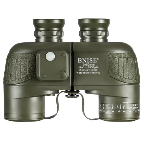  BNISE Military HD Binoculars for Adults, Navigation Compass and Rangefinder for Hunting, 10x50 Large Object Lens BAK4 Large View, Waterproof and Fogproof, with Harness Strap and Ne