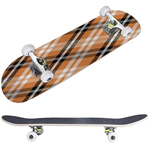  BNUENMEE Classic Concave Skateboard for Boys Girls Beginners, 3D Object imagecolor Tile Geometric Seamless Pattern Standard Skateboards 31x 8 Extreme Sports Outdoor Skateboards