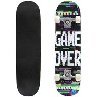 BNUENMEE Classic Concave Skateboard for Boys Girls Beginners, Pattern Cross Zero Standard Skateboards 31x 8 Extreme Sports Outdoor Skateboards